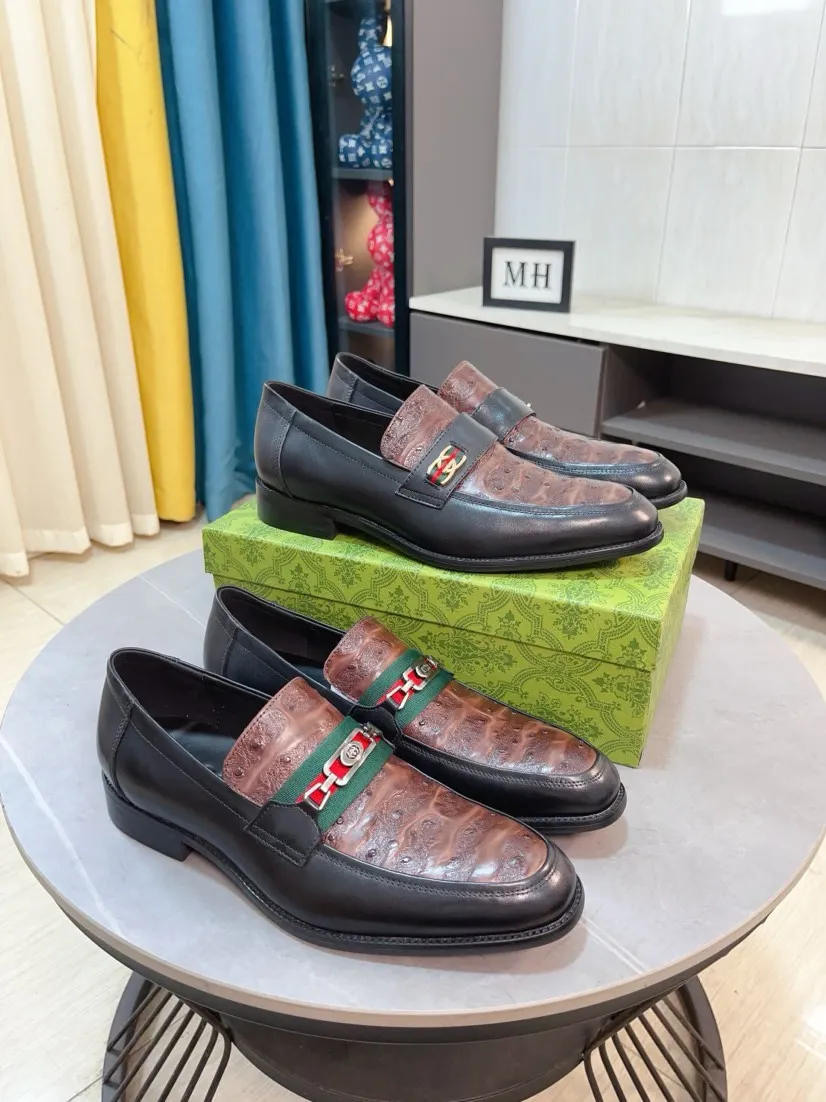 Men's shoes 💰500🌹🌹[GUCCI Gucci] A new style of formal men's leather shoes is coming ~ The original quality upper is made of Italian cowhide➕The leather is soft and delicate, comfortable and soft. The top layer of genuine leather, rubber wear-resistant outsole, the shoe shape is dignified and domineering, and the luxury charm is not concealed! The natural and free nouveau riche leads the trend. Code number: 38-44